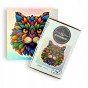 puzzle z kotem, kot z liści, kotek, kot, kot na tle kolorowego tła, głowa kota,  25x25cm , kwadratowe puzzle, nieregularne kształty, puzzle drewniane, 150 elementów