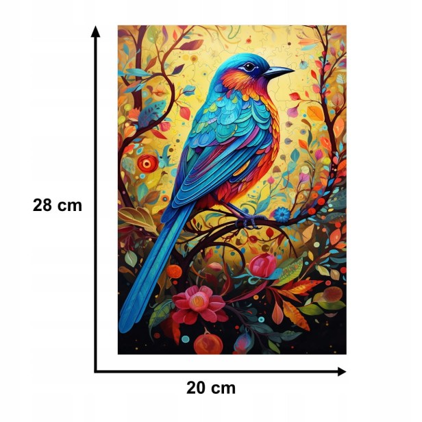 puzzle ptak 160 elementów, puzzle drewniane, mruu&amp;pruu puzzle, ptak, kolorowe puzzle ptak, układanka drewniana