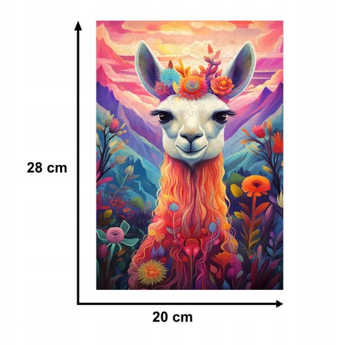 puzzle lama 160 elementów, puzzle drewniane, mruu&amp;pruu puzzle, lama, kolorowe puzzle lama