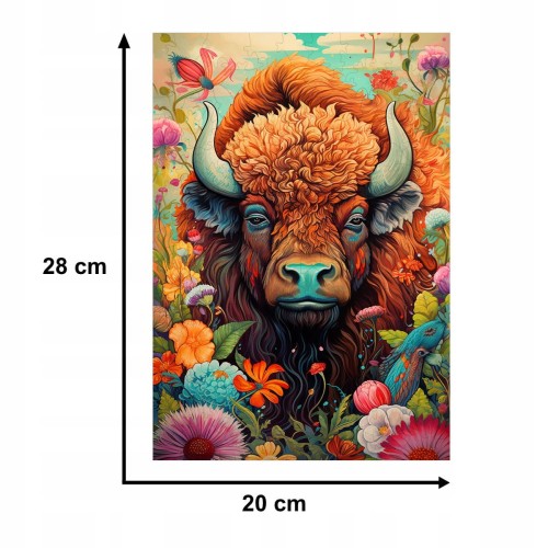 puzzle bizon 160 elementów, puzzle drewniane, mruu&amp;pruu puzzle, bizon, kolorowe puzzle bizon