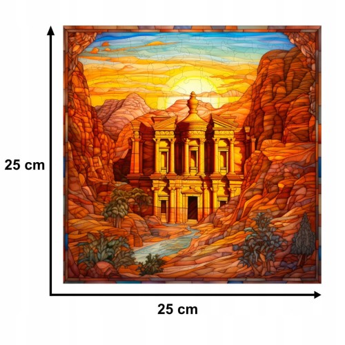 puzzle petra w jordanii 150 elementów, puzzle drewniane, mruu&amp;pruu puzzle, petra w jordanii, kolorowe puzzle petra w jordanii, witraż
