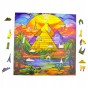 puzzle piramidy w gizie 150 elementów, puzzle drewniane, mruu&amp;pruu puzzle, piramidy w gizie, kolorowe puzzle piramidy w gizie, witraż