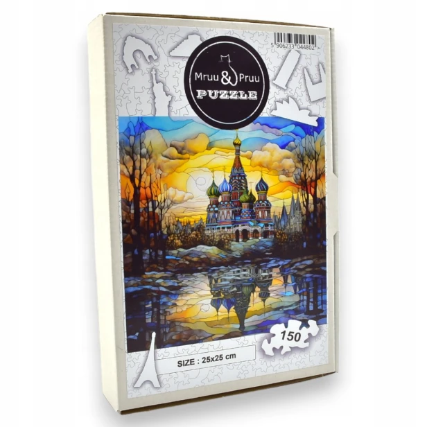 puzzle cerkiew na krwi 150 elementów, puzzle drewniane, mruu&amp;pruu puzzle, cerkiew na krwi, kolorowe puzzle cerkiew na krwi, witraż