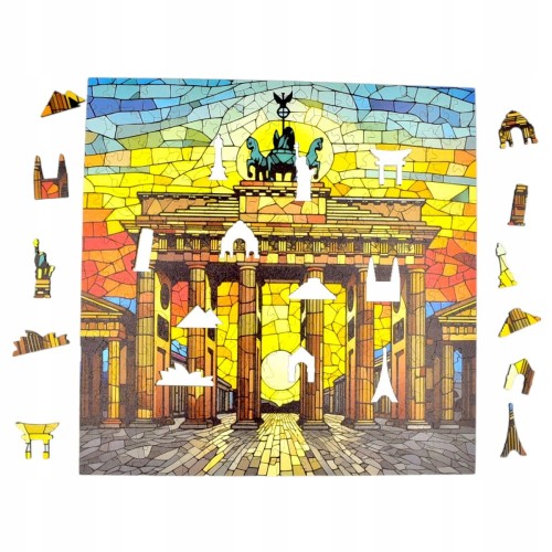 puzzle brama brandenburska 150 elementów, puzzle drewniane, mruu&amp;pruu puzzle, brama brandenburska, kolorowe puzzle brama brandenburska, witraż