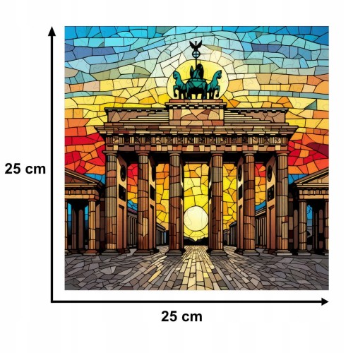 puzzle brama brandenburska 150 elementów, puzzle drewniane, mruu&amp;pruu puzzle, brama brandenburska, kolorowe puzzle brama brandenburska, witraż