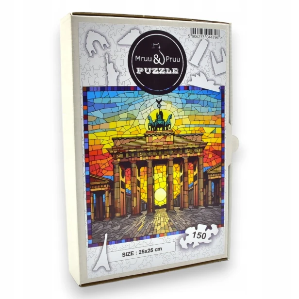puzzle brama brandenburska 150 elementów, puzzle drewniane, mruu&amp;pruu puzzle, brama brandenburska, kolorowe puzzle brama brandenburska, witraż