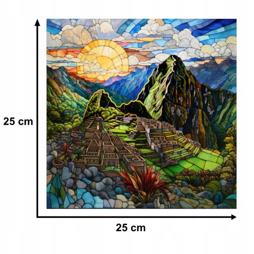 puzzle machu picchu 150 elementów, puzzle drewniane, mruu&amp;pruu puzzle, machu picchu, kolorowe puzzle machu picchu, witraż