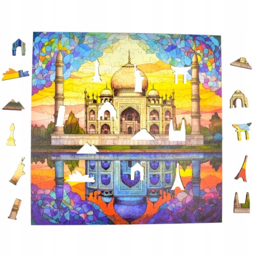 puzzle tadź mahal 150 elementów, puzzle drewniane, mruu&amp;pruu puzzle, tadź mahal, kolorowe puzzle tadz mahal, witraż