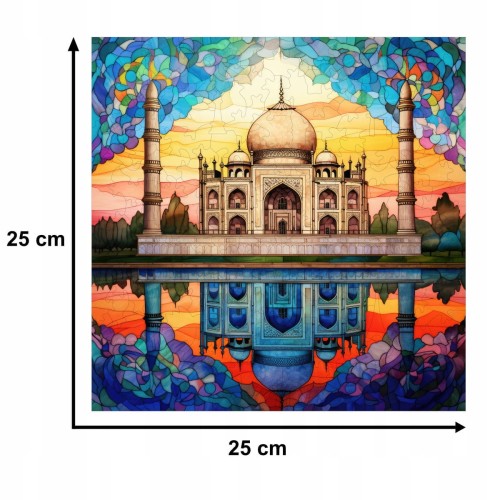 puzzle tadź mahal 150 elementów, puzzle drewniane, mruu&amp;pruu puzzle, tadź mahal, kolorowe puzzle tadz mahal, witraż