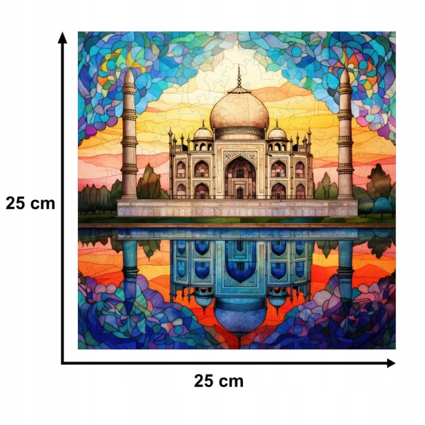 puzzle tadź mahal 150 elementów, puzzle drewniane, mruu&amp;pruu puzzle, tadź mahal, kolorowe puzzle tadz mahal, witraż
