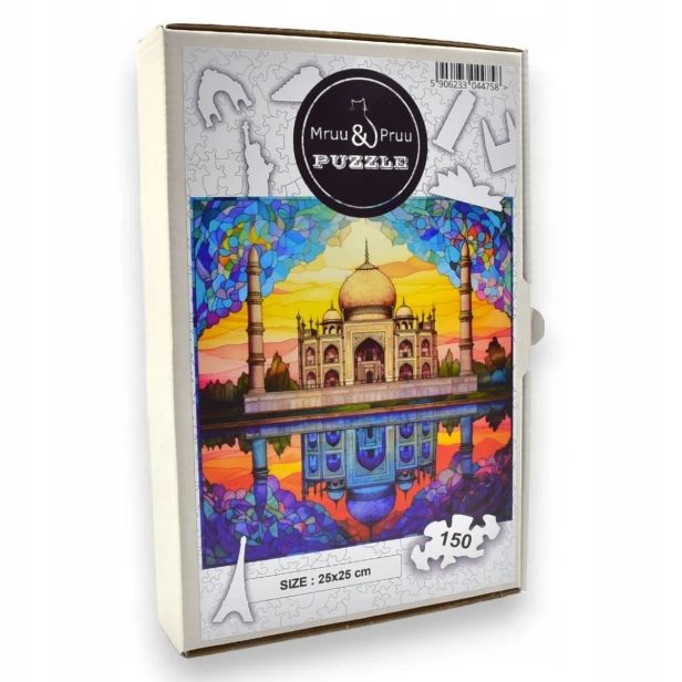 puzzle tadź mahal 150 elementów, puzzle drewniane, mruu&amp;pruu puzzle, tadź mahal, kolorowe puzzle tadz mahal, witraż