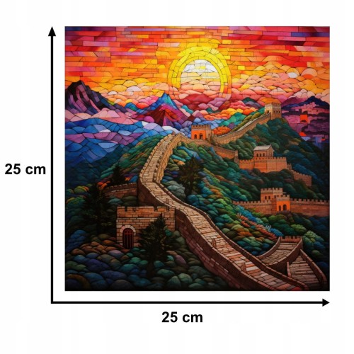 puzzle mur chiński 150 elementów, puzzle drewniane, mruu&amp;pruu puzzle, mur chiński, kolorowe puzzle mur chiński, witraż