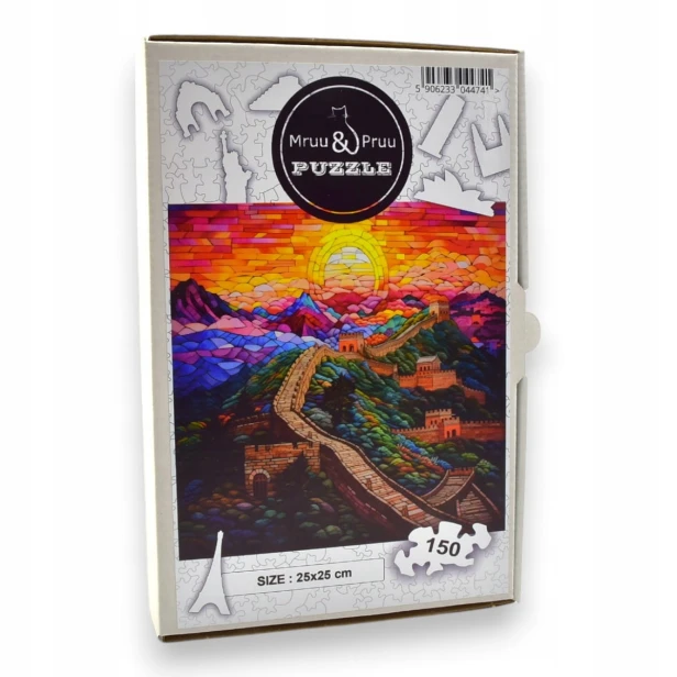 puzzle mur chiński 150 elementów, puzzle drewniane, mruu&amp;pruu puzzle, mur chiński, kolorowe puzzle mur chiński, witraż