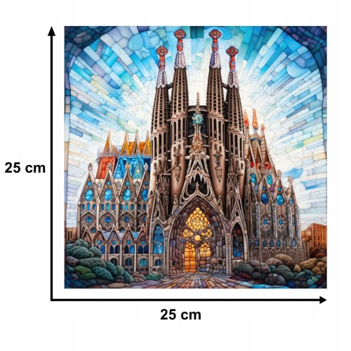 puzzle sagrada familia 150 elementów, puzzle drewniane, mruu&amp;pruu puzzle, sagrada familia, kolorowe puzzle sagrada familia, witraż