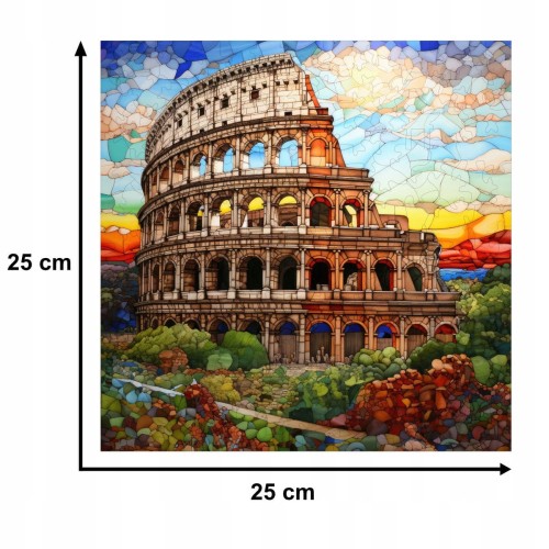 puzzle koloseum 150 elementów, puzzle drewniane, mruu&amp;pruu puzzle, koloseum, kolorowe puzzle koloseum, witraż