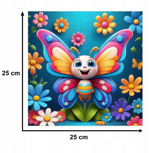 puzzle motyl 150 elementów, puzzle drewniane, mruu&amp;pruu puzzle, motylek dla dzieci, kolorowy motylek