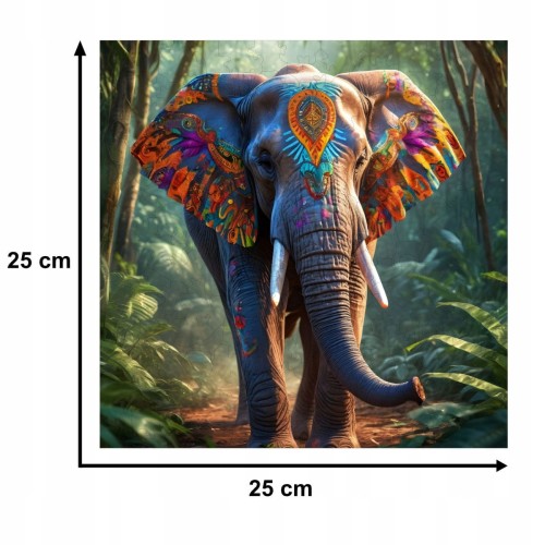puzzle słoń 150 elementów, puzzle drewniane, mruu&amp;pruu puzzle, słoń w dżungli