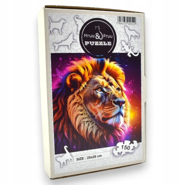 puzzle lew 150 elementów, puzzle drewniane, mruu&amp;pruu puzzle