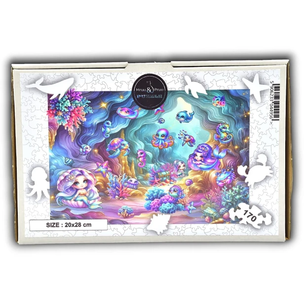 puzzle podwodny świat, puzzle drewniane syrenka, puzzle syrenka, mruupruu