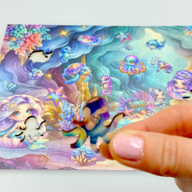 puzzle podwodny świat, puzzle drewniane syrenka, puzzle syrenka, mruupruu