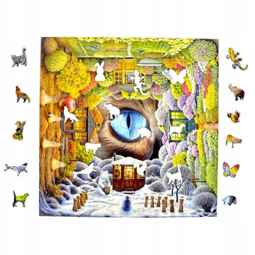 puzzle cztery pory roku, puzzle zima, puzzle jesień, puzzle drewniane cztery pory roku, 4 pory roku puzzle, mruupruu