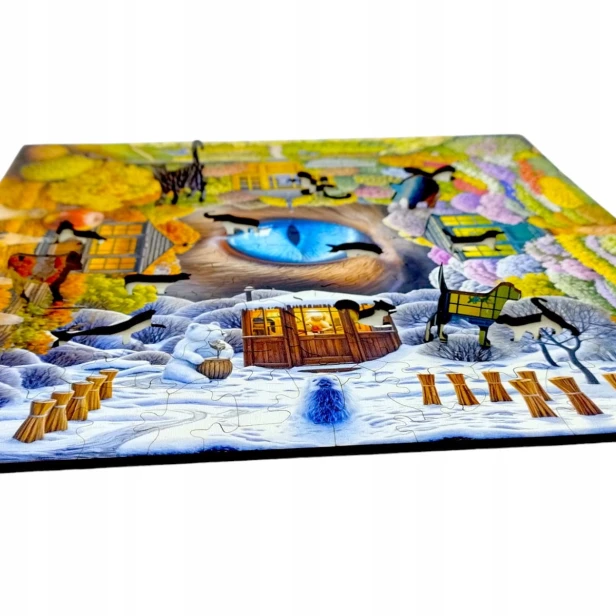 puzzle cztery pory roku, puzzle zima, puzzle jesień, puzzle drewniane cztery pory roku, 4 pory roku puzzle, mruupruu