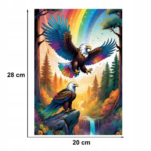 Puzzle Orzeł 160 elementów Układanka drewniana Mruu&amp;Pruu, puzzle orzeł, kolorowy orzeł, puzzle drewniane orzeł