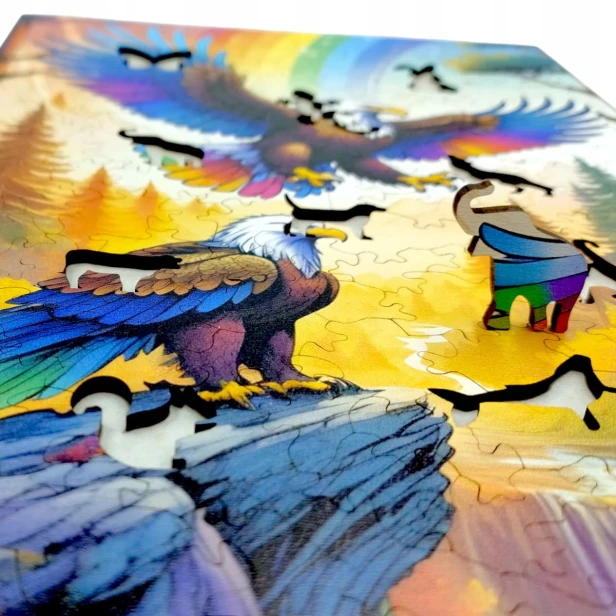 Puzzle Orzeł 160 elementów Układanka drewniana Mruu&amp;Pruu, puzzle orzeł, kolorowy orzeł, puzzle drewniane orzeł